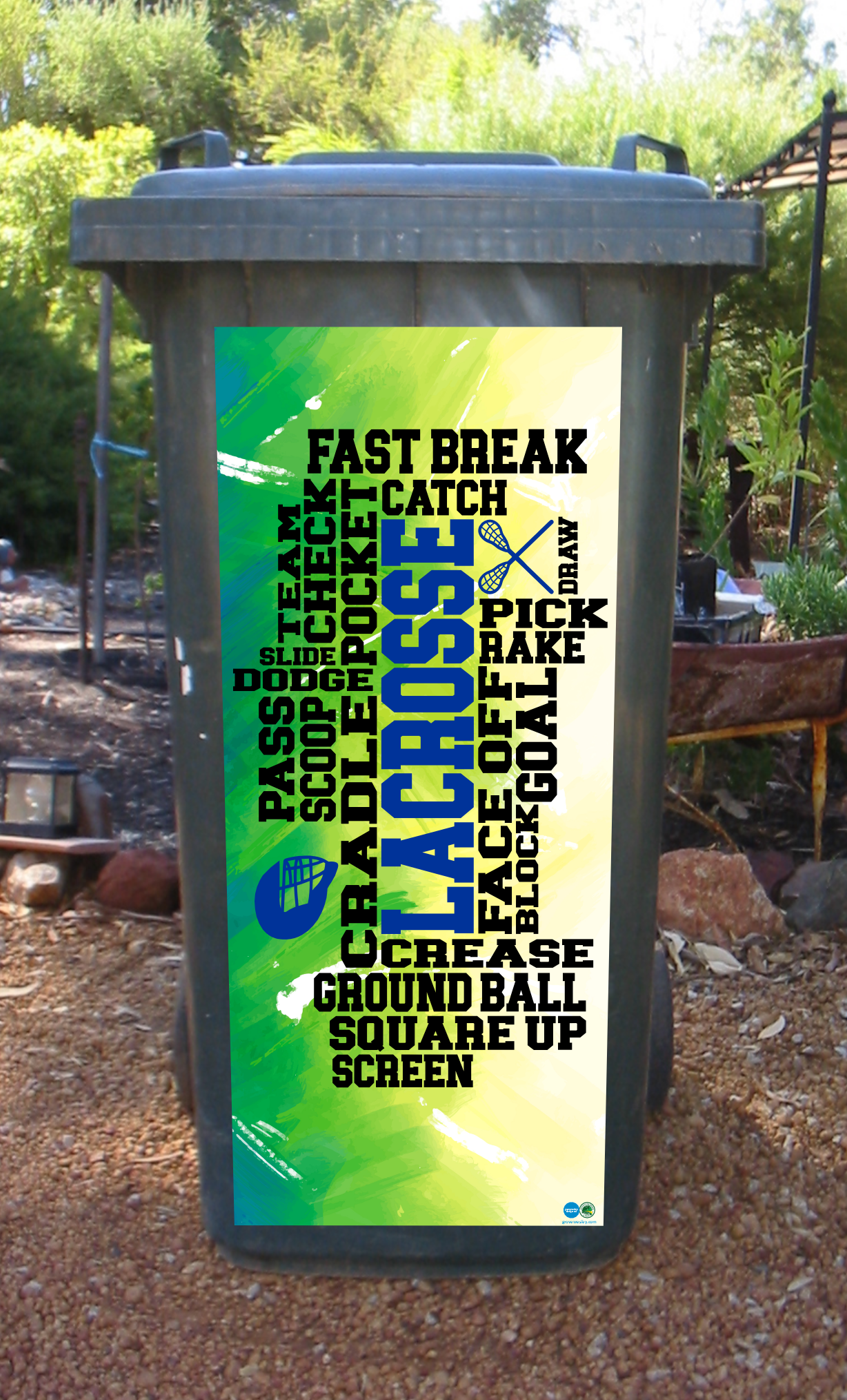 Lacrosse puzzle wheelie bin sticker