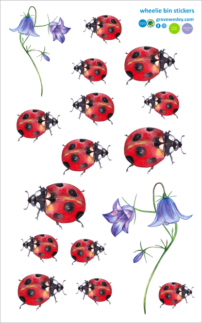 Ladybird stickers for wheelie bins