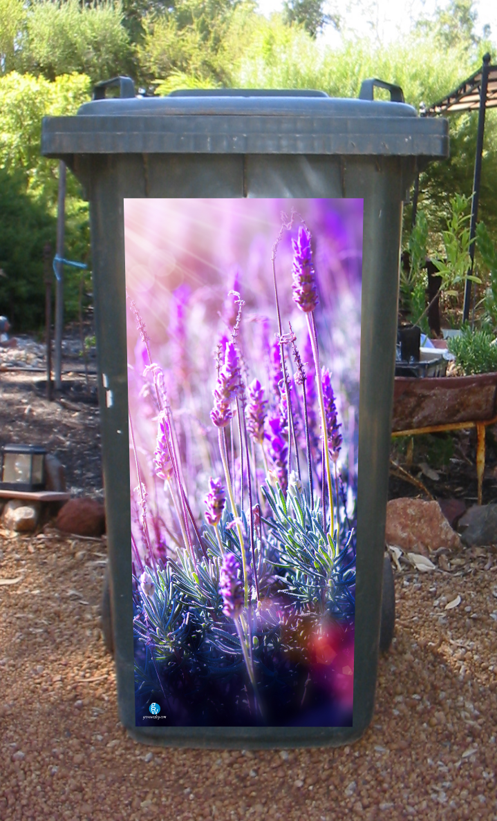 Lavendar wheelie bin sticker