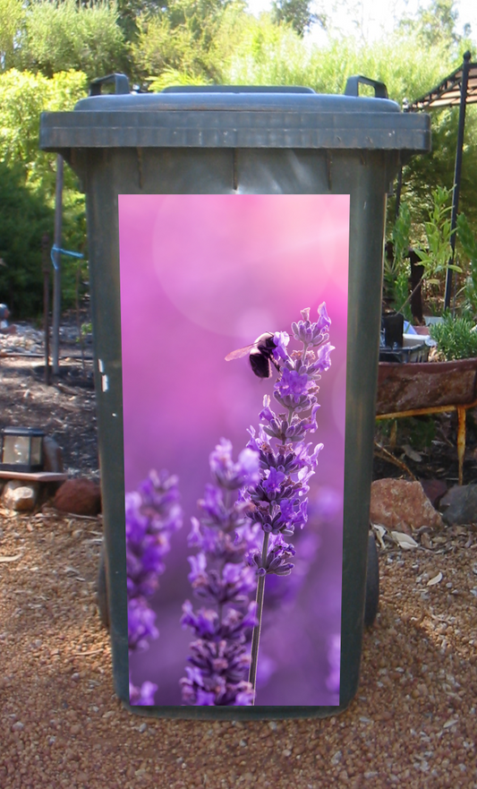 Lavendar with bee wheelie bin sticker