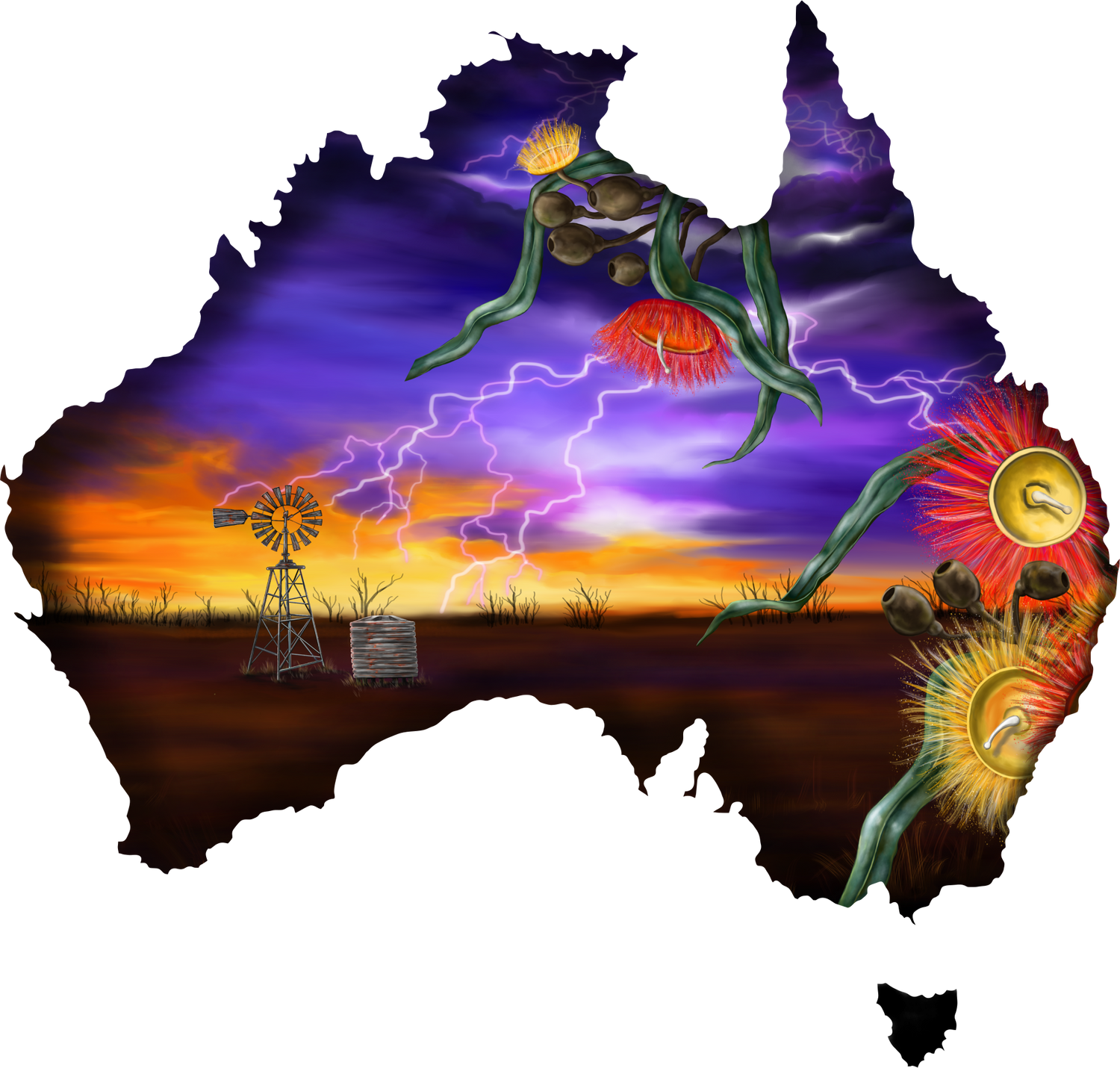 Country storm Australia map sticker