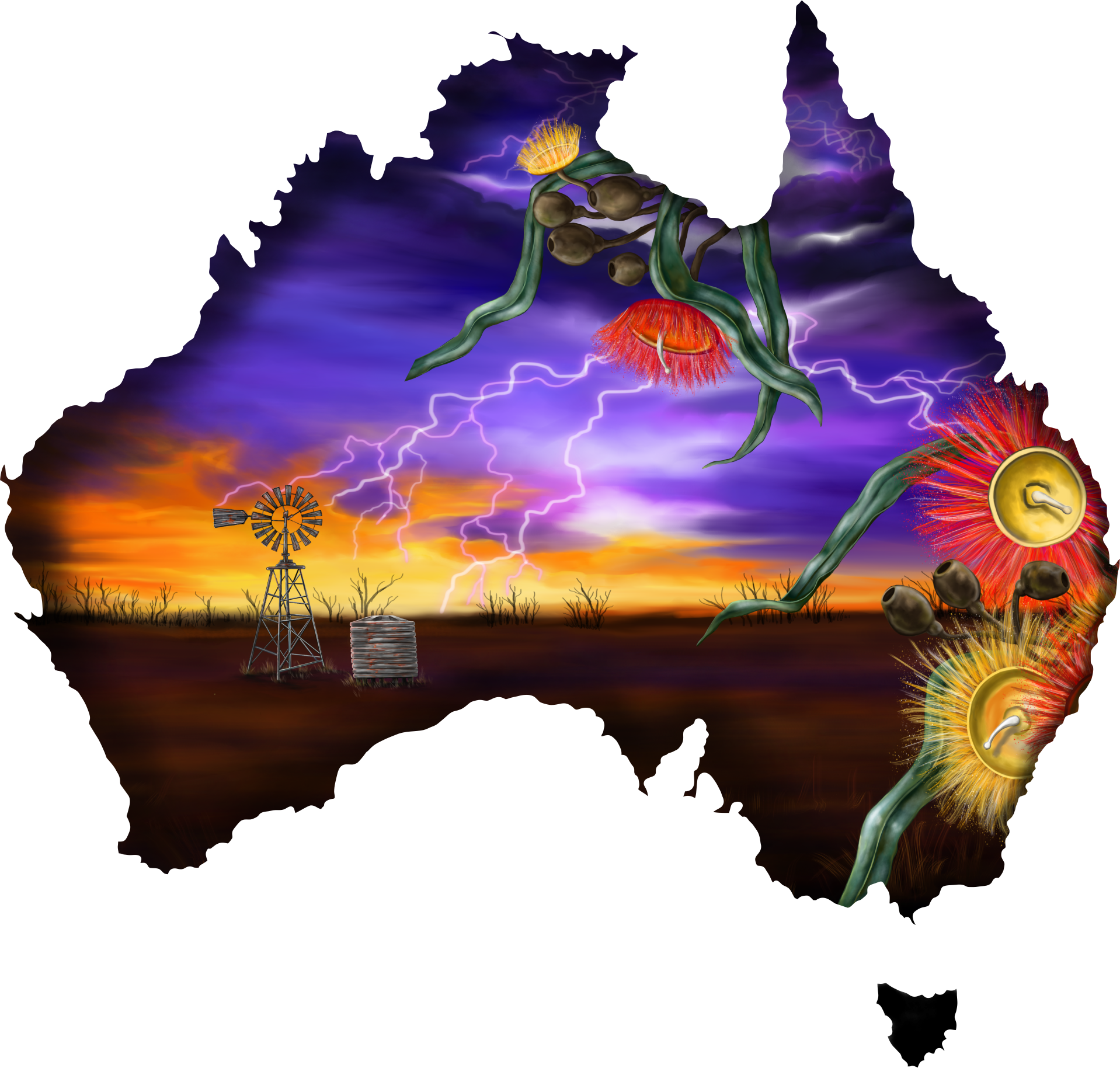 Country storm Australia map sticker