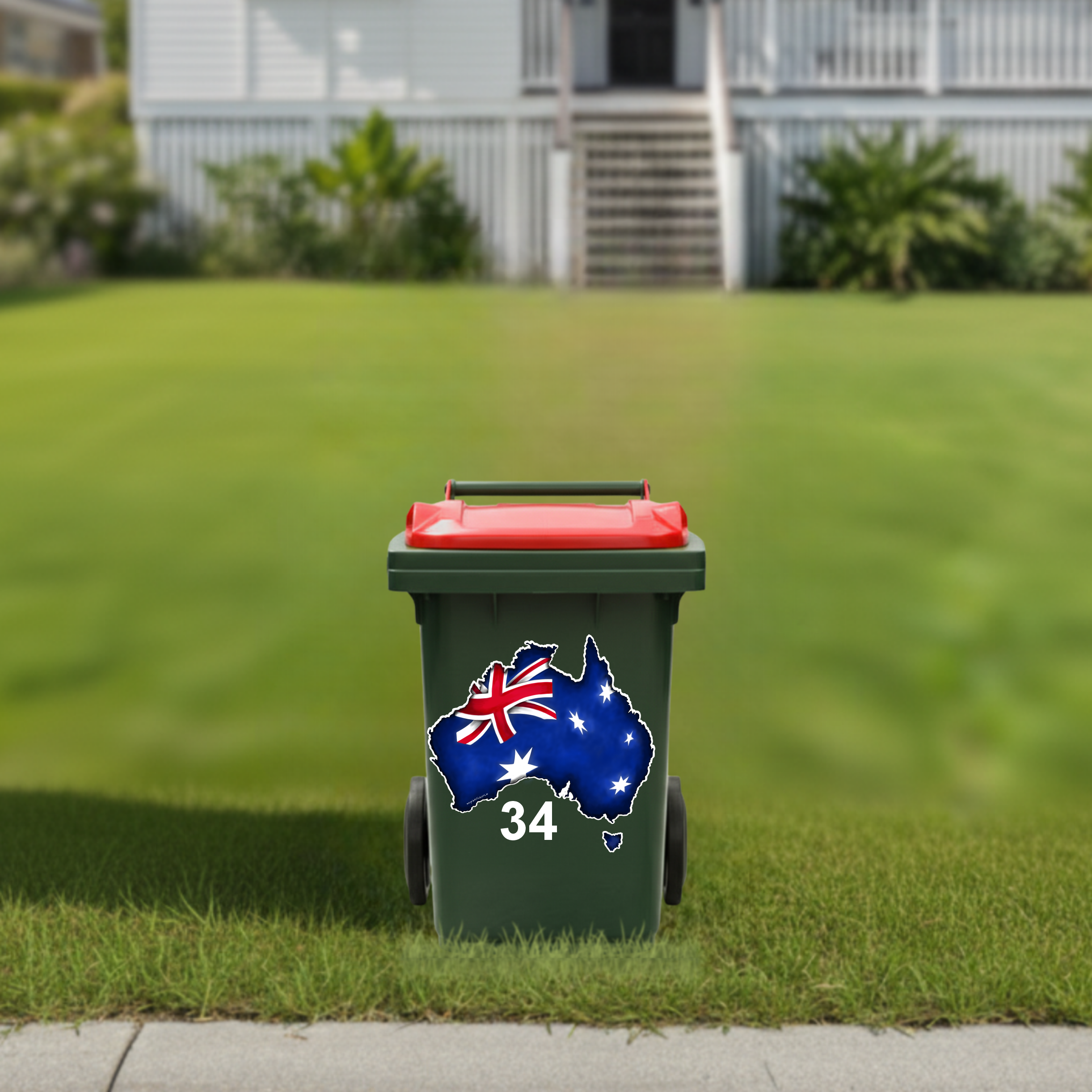 Australian map wheelie bin sticker