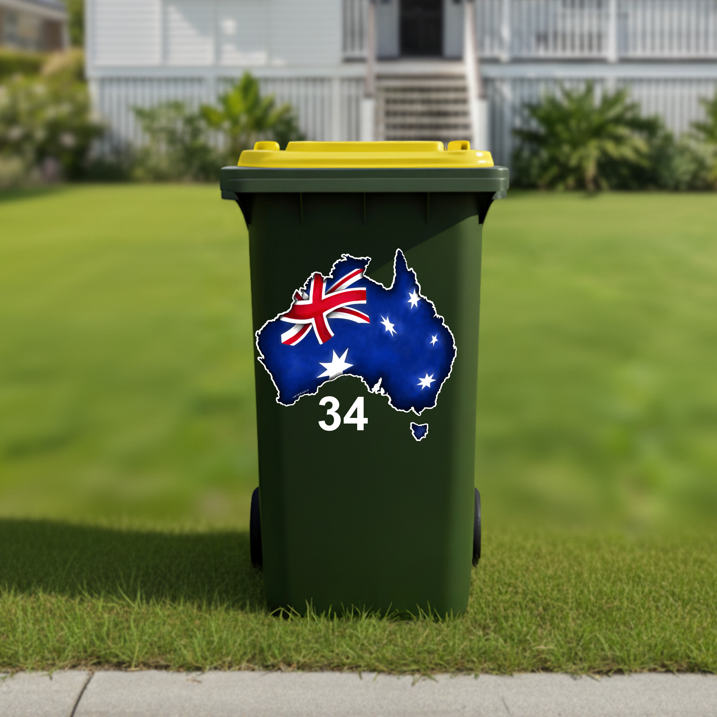 Australian map wheelie bin sticker