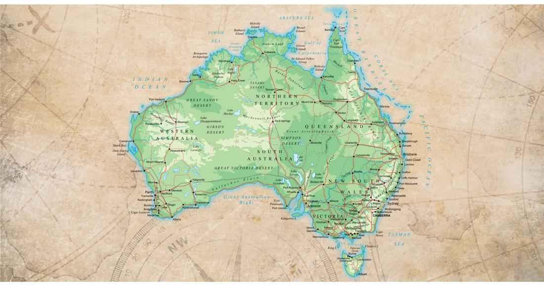 Map of Australia for the drop down shelf on your caravan