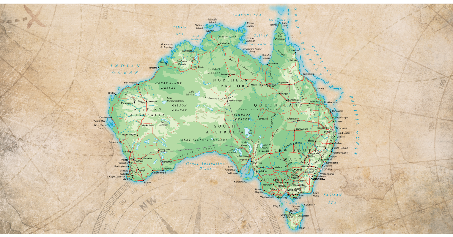 Map of Australia for the drop down shelf on your caravan