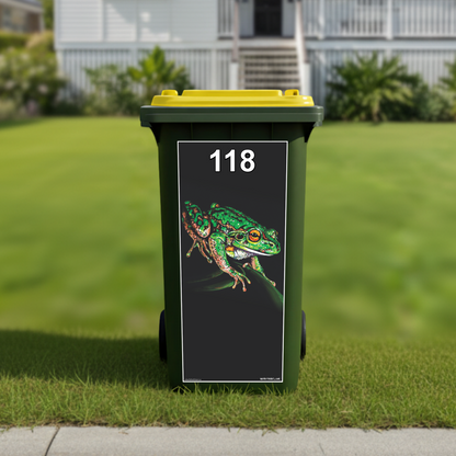 'Midnight guest' frog wheelie bin sticker
