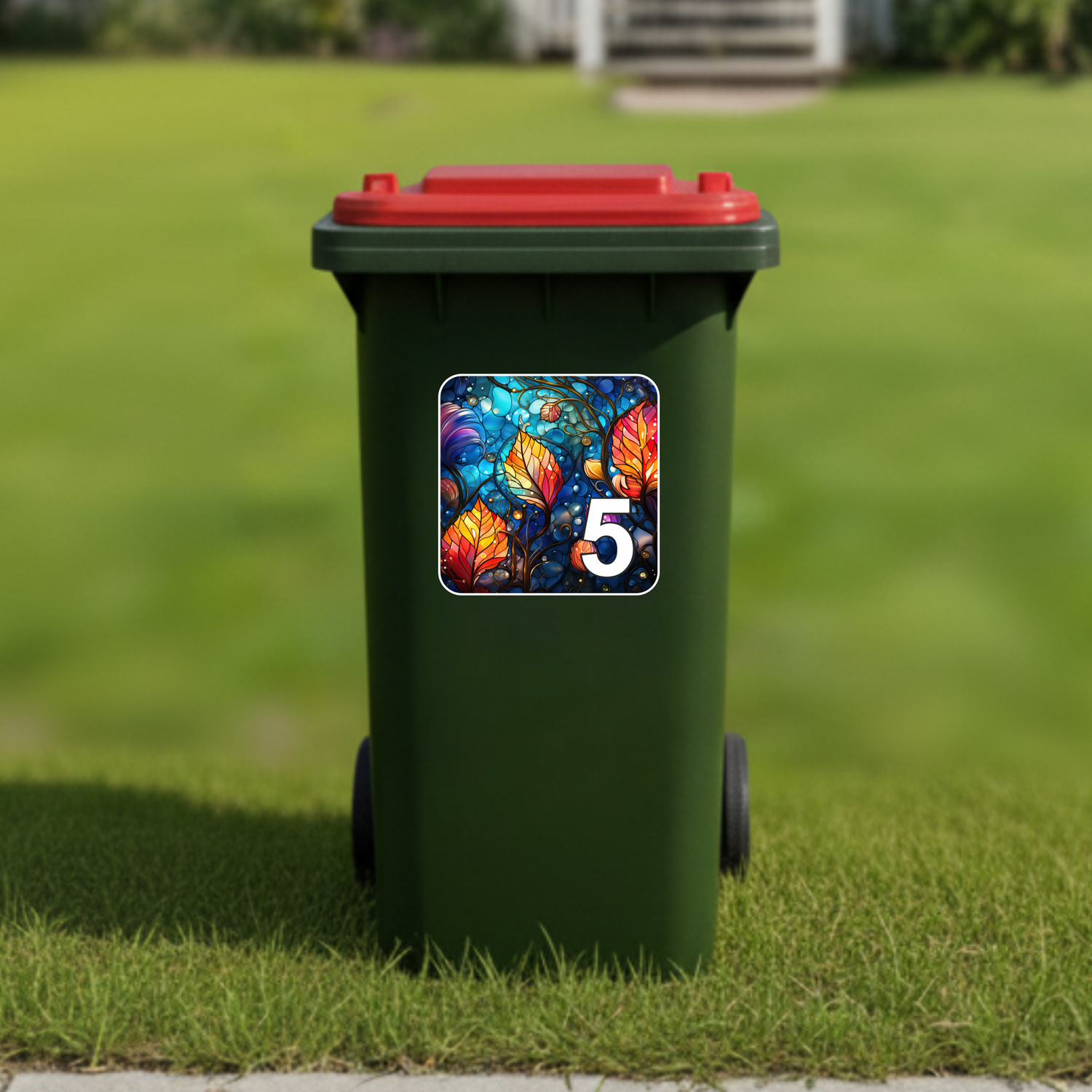 Mosaic house number wheelie bin sticker