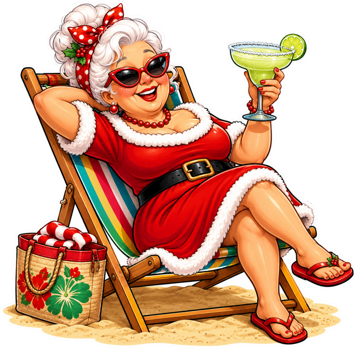 Aussie Mrs Santa with a margarita sticker