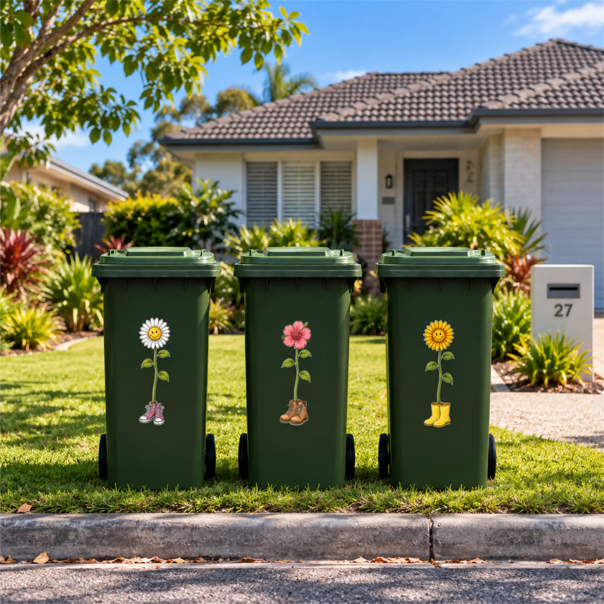 🌻 Cut flowers wheelie bin sticker bundle pack
