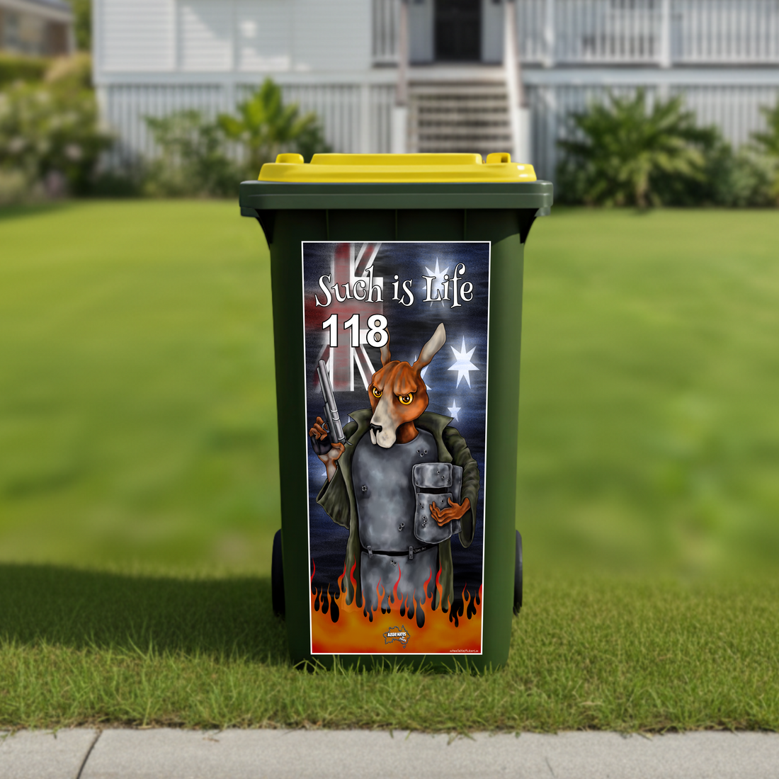 Ned Kelly wheelie bin sticker