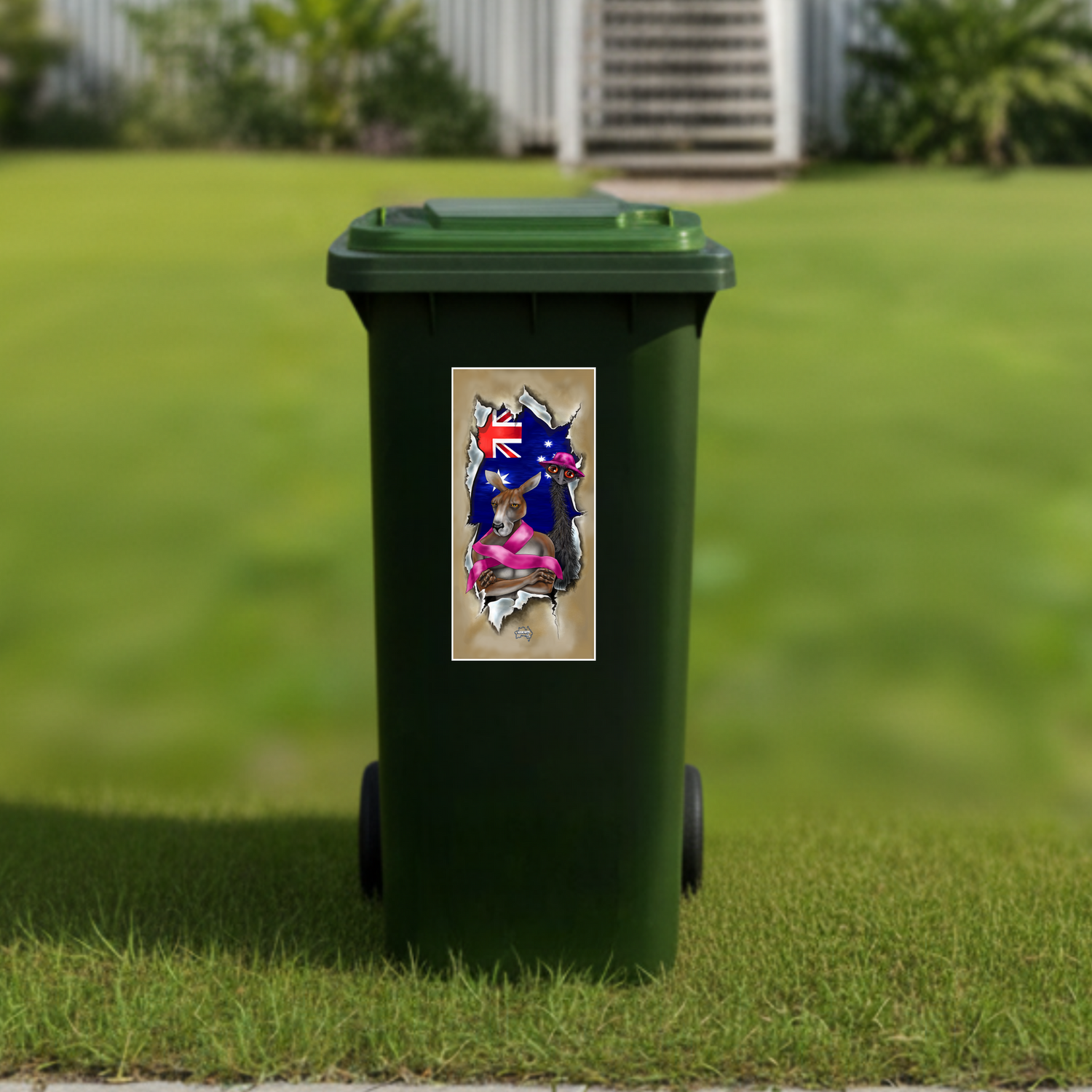 Never give up wheelie bin sticker