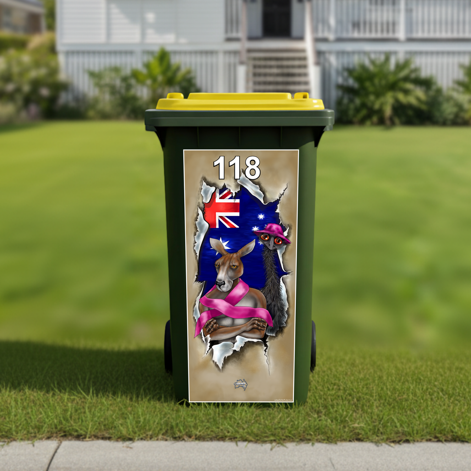 Never give up wheelie bin sticker