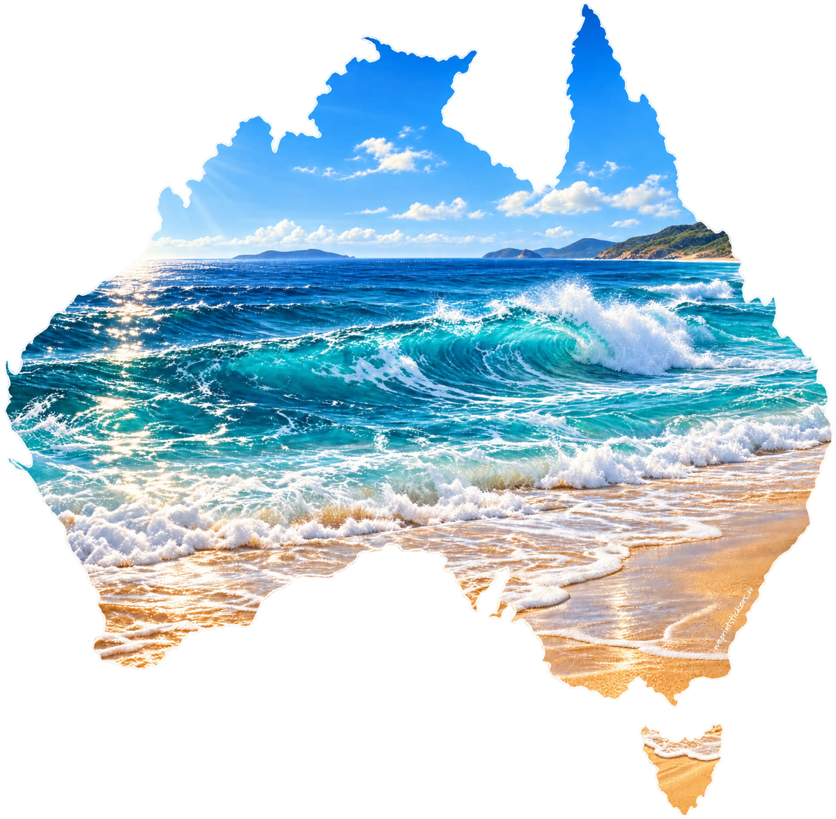 Ocean wave Australia map sticker