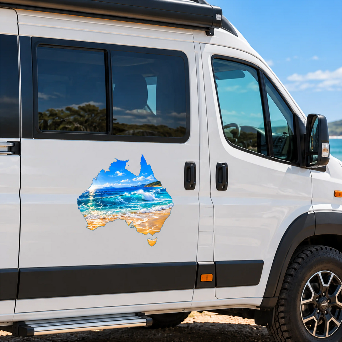 Ocean wave Australia map sticker
