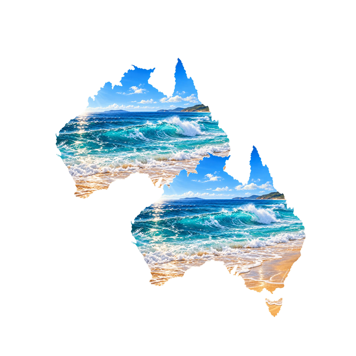 Ocean wave Australia map sticker