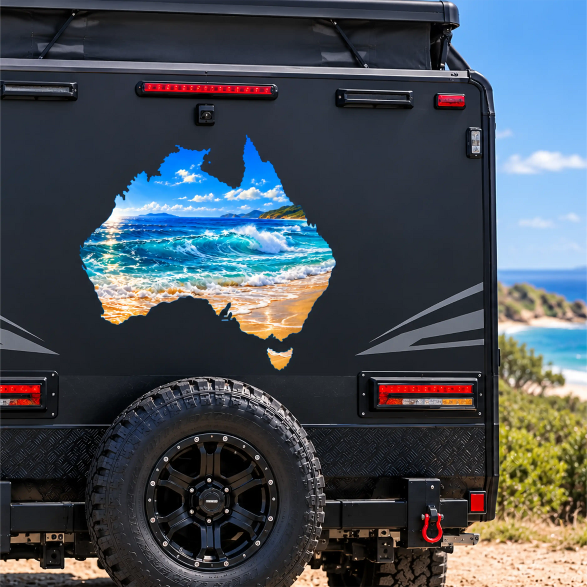 Ocean wave Australia map sticker