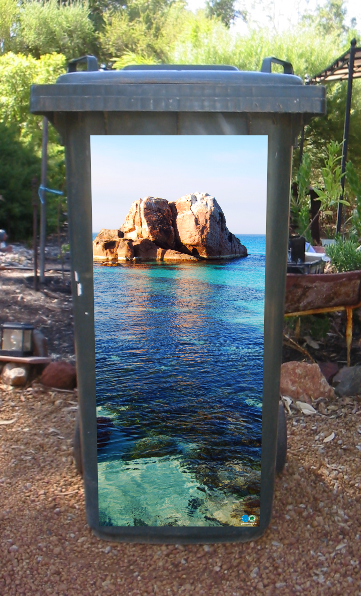Ocean rock wheelie bin sticker