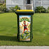 Funny wheelie bin stickers Australia — green bin with custom &
