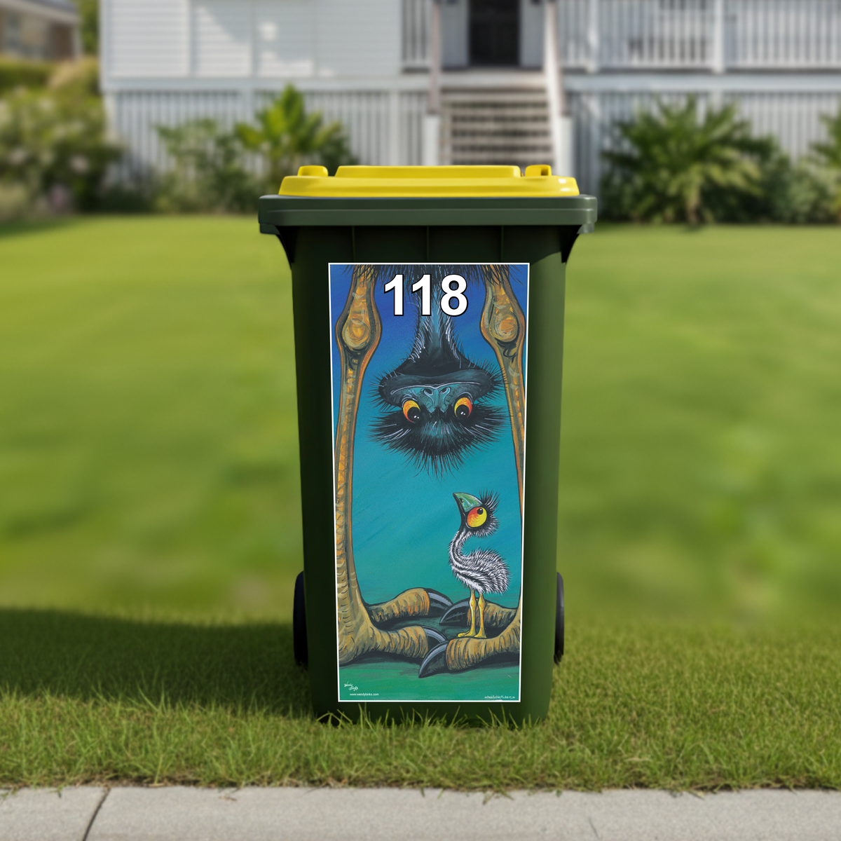 Peeka boo wheelie bin sticker – Grove Wesley Design Art