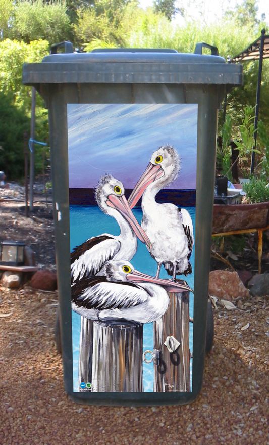 Pelicans wheelie bin sticker