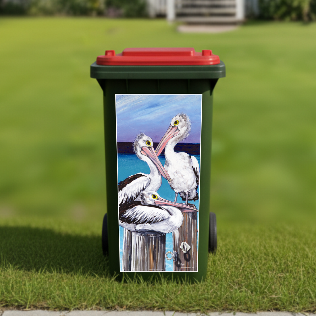 Pelicans wheelie bin sticker