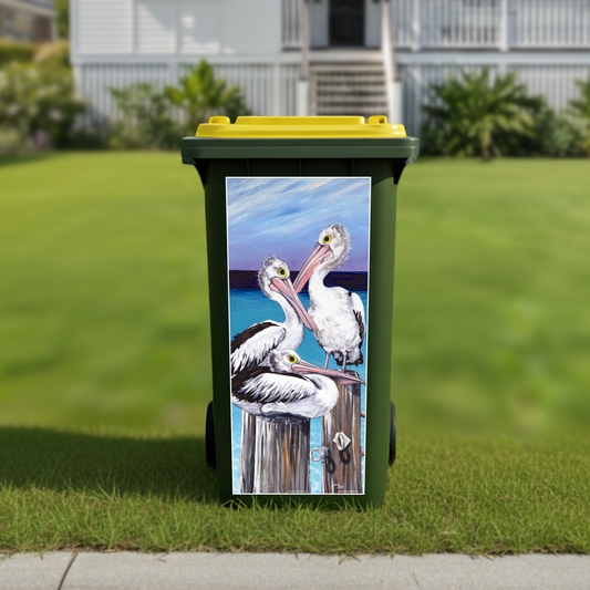 Pelicans wheelie bin sticker