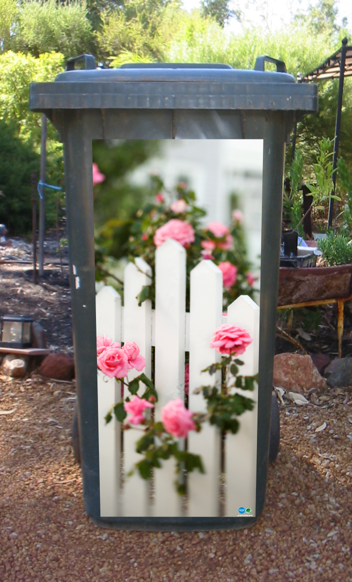 SPECIAL 240 litre laminated picket fence wheelie bin sticker