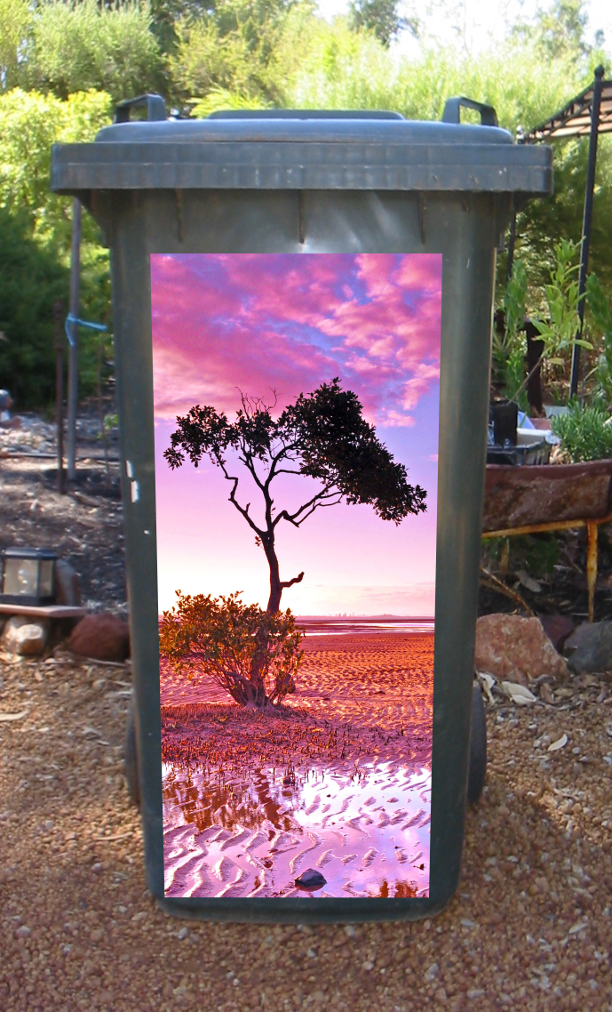 Pink Sunset Wheelie Bin Sticker Grove Wesley Design Art pink-sunset-wheelie-bin-sticker-grove-wesley-design-art