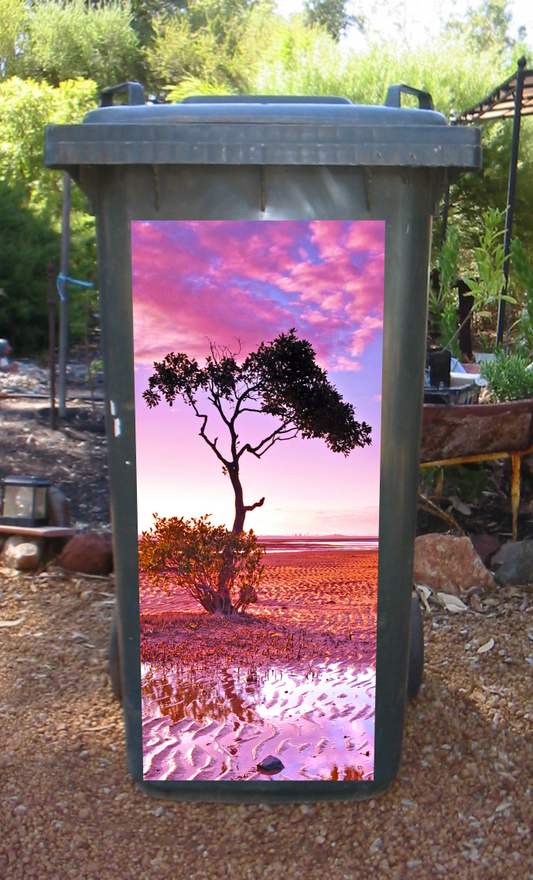 Pink sunset wheelie bin sticker