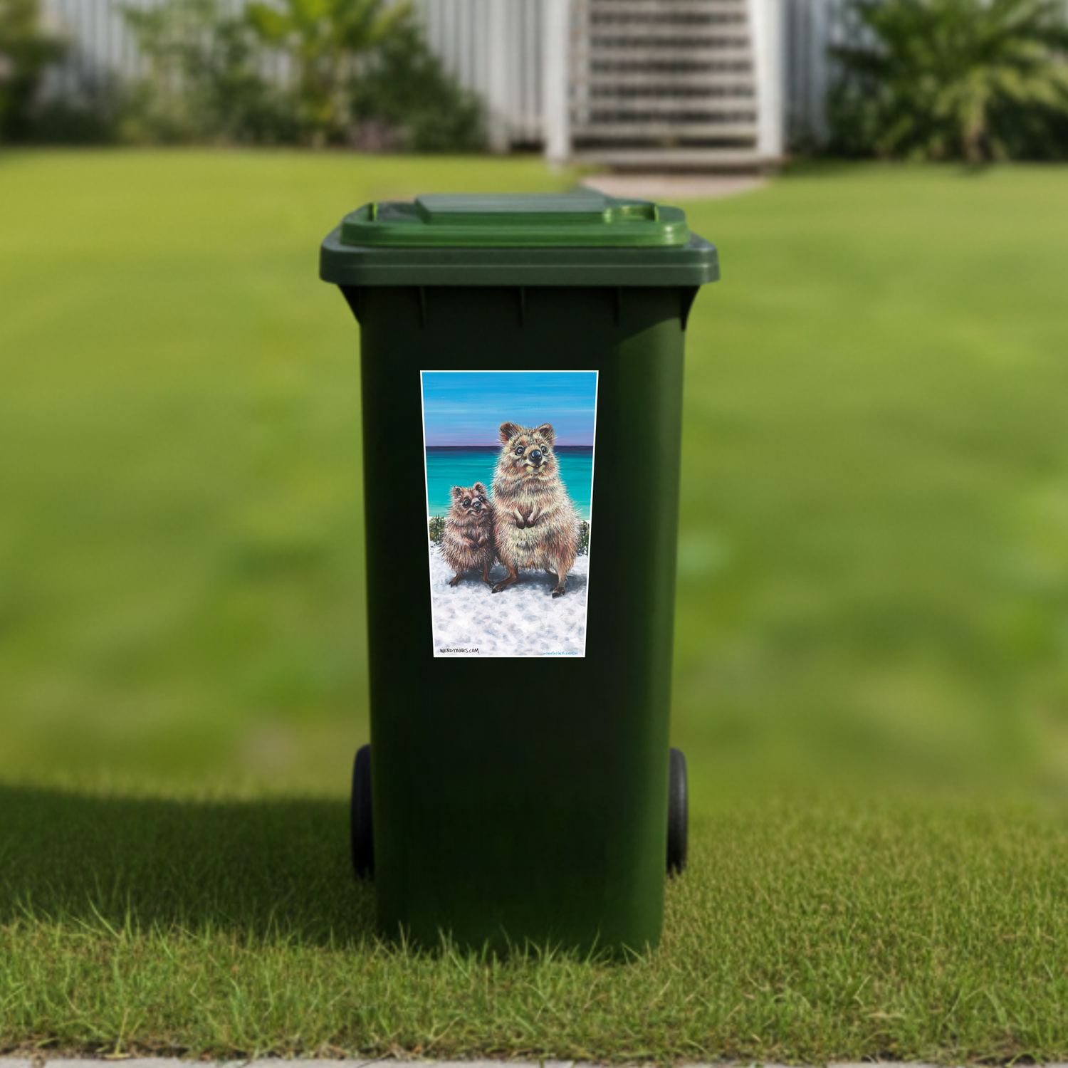 Quokka wheelie bin sticker
