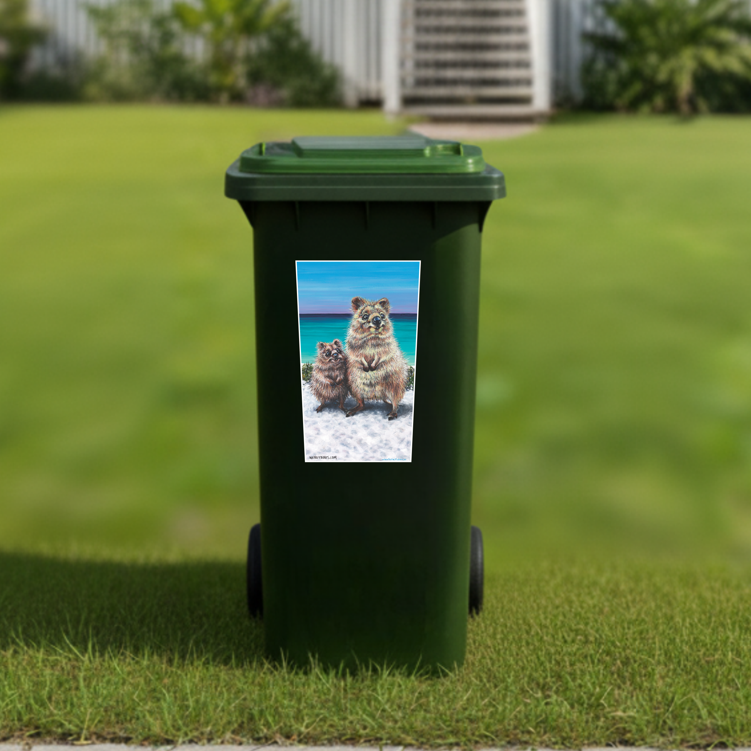 Quokka wheelie bin sticker