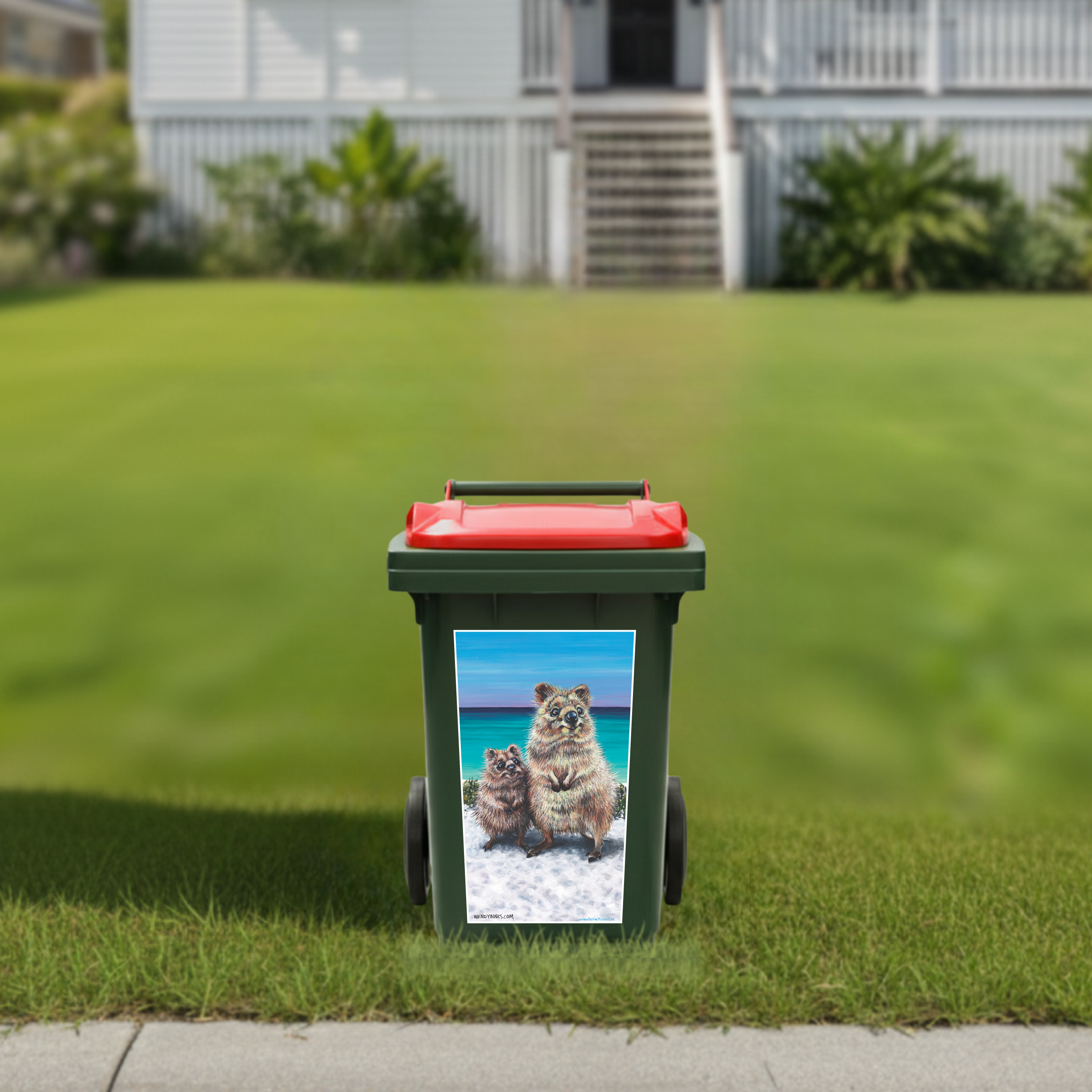 Quokka wheelie bin sticker