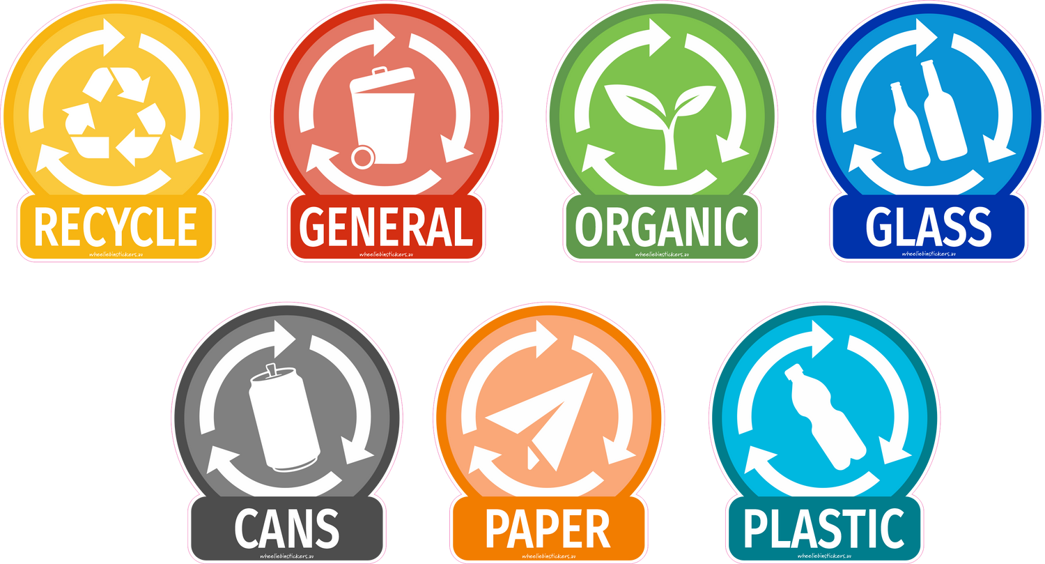 Waste bin description stickers for your wheelie bin