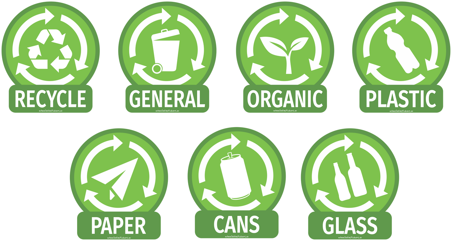 Waste bin description stickers for your wheelie bin