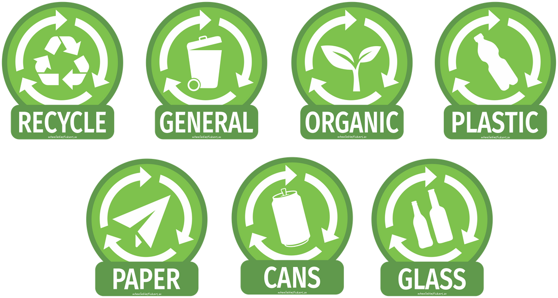 Waste bin description pack of stickers for your wheelie bin