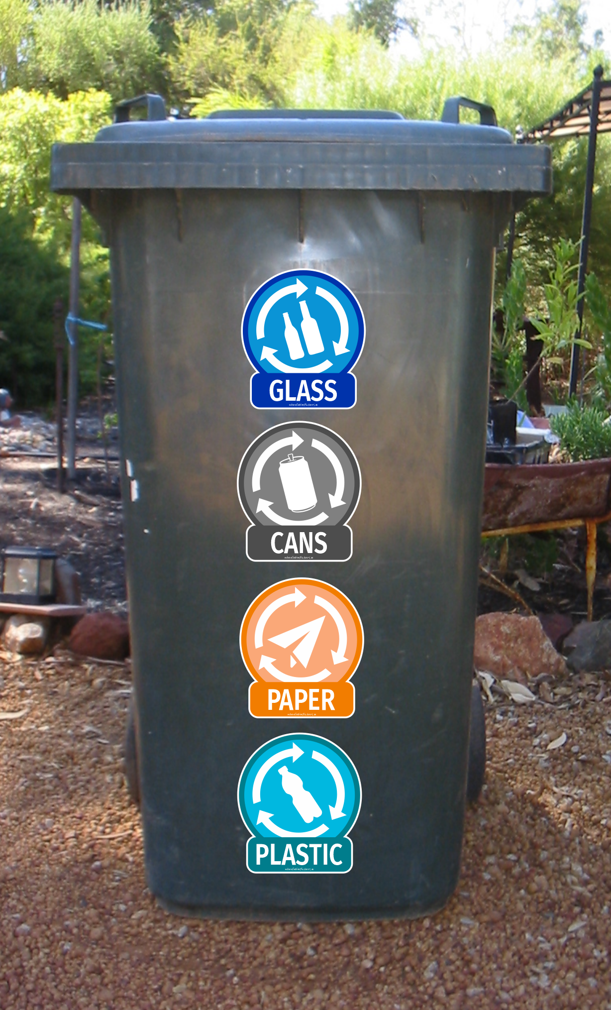 Waste bin description pack of stickers for your wheelie bin