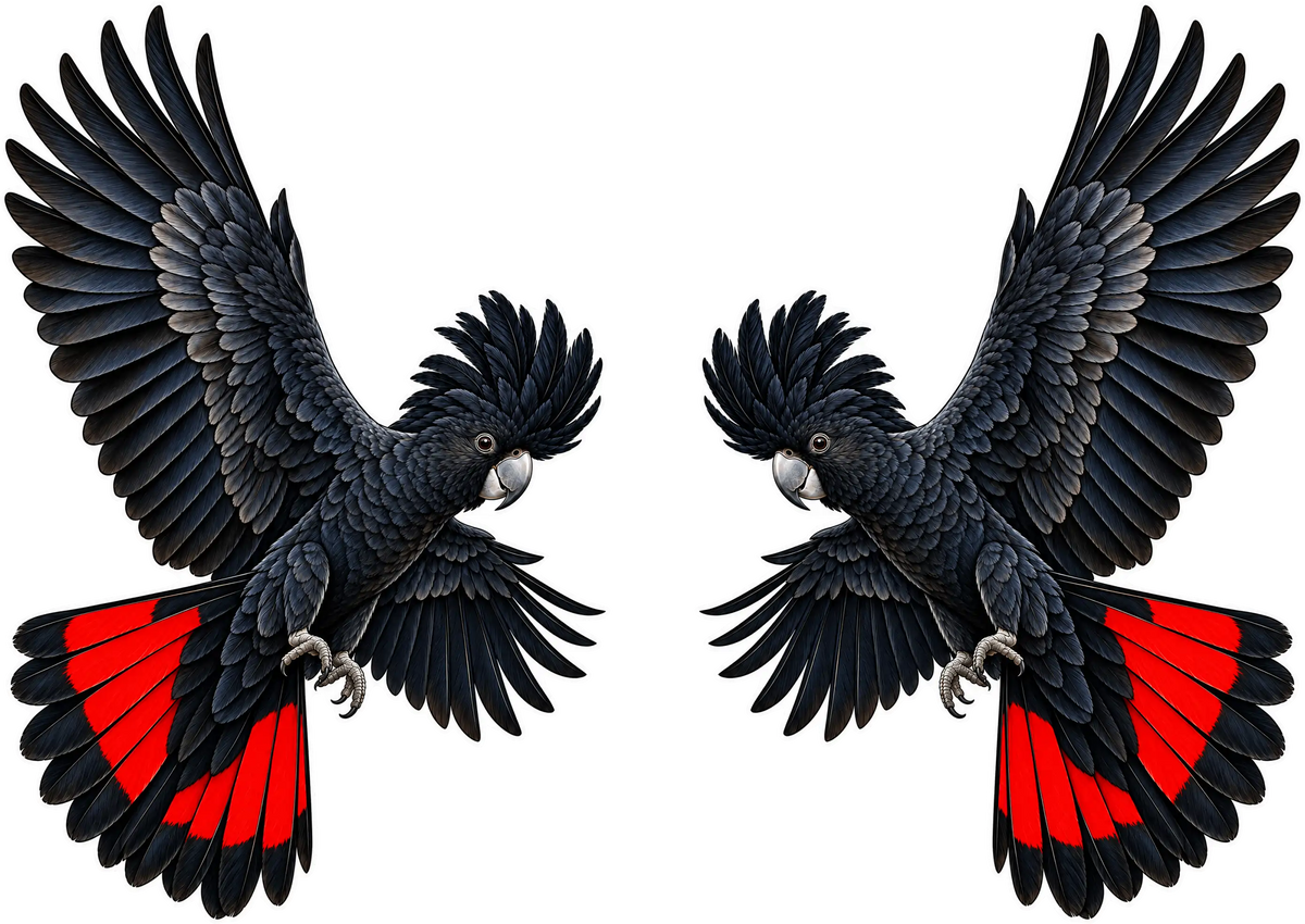 Flying red tailed cockatoo wheelie bin sticker