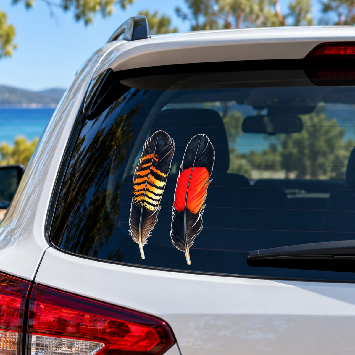 Red tailed cockatoo feather sticker pack