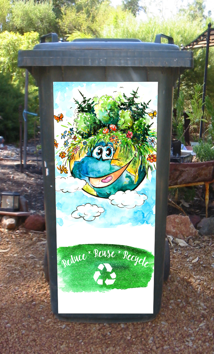 Reduce, reuse and recycle wheelie bin sticker – Grove Wesley Design Art