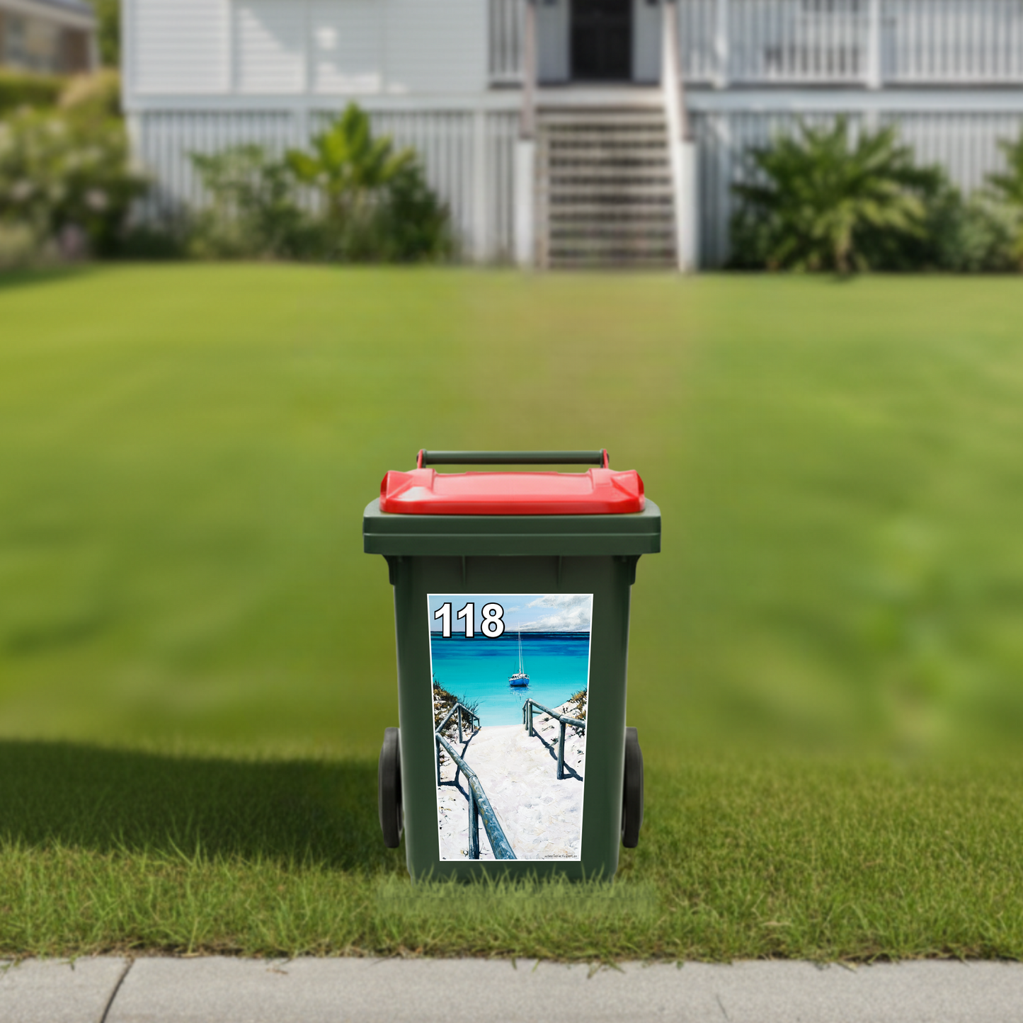 Yacht at Rotto wheelie bin sticker
