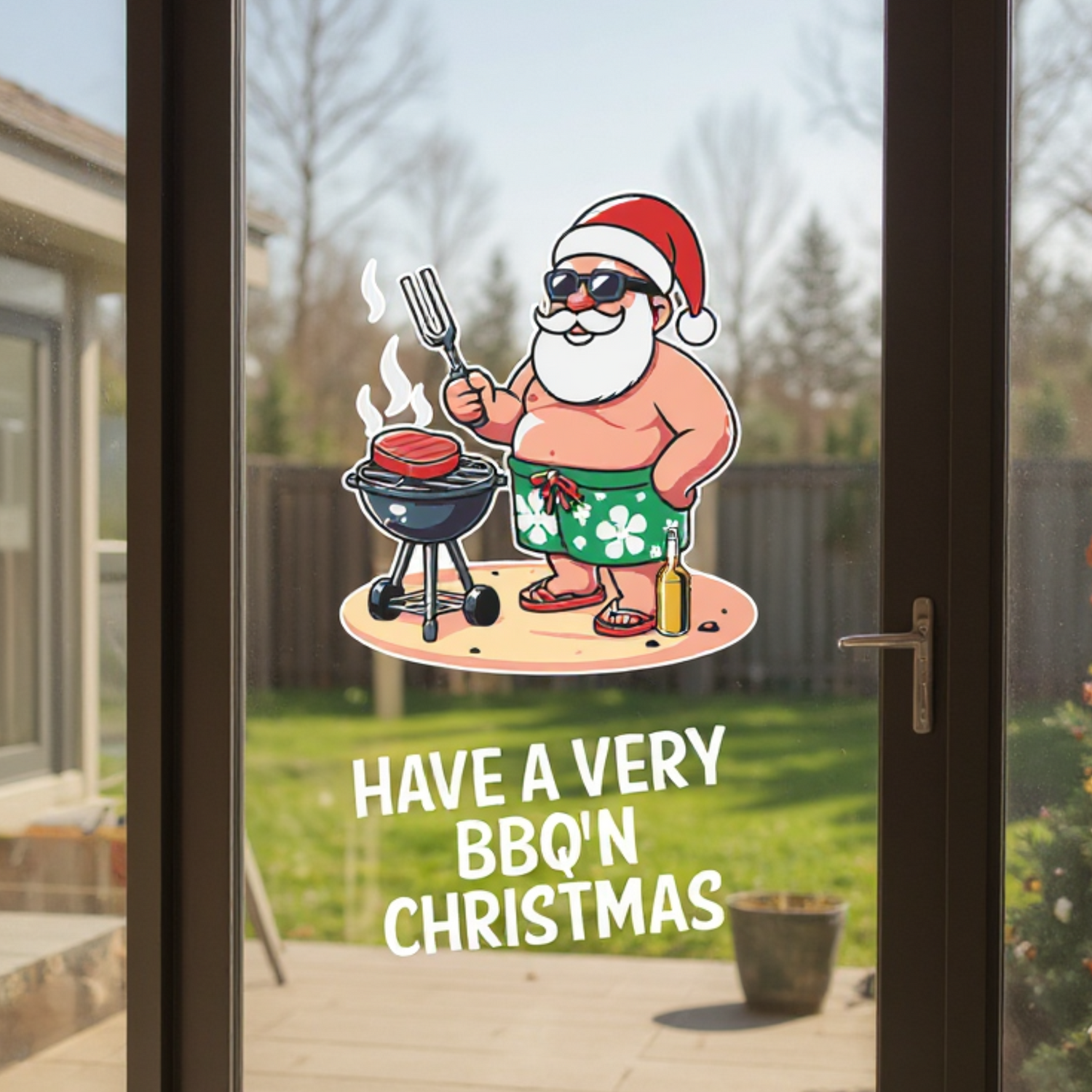 Santa with BBQ for wheelie bins, cars and windows