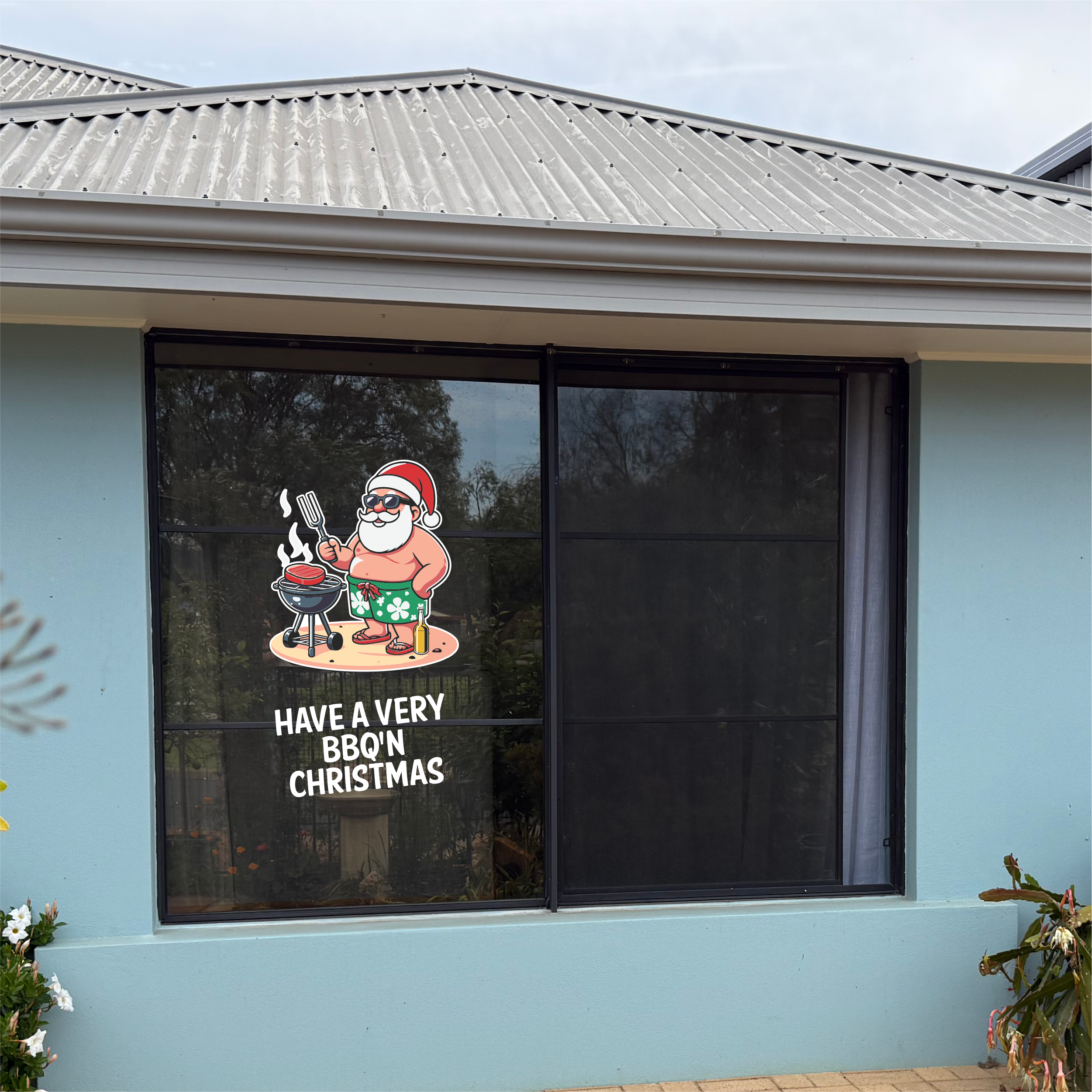 Santa with BBQ for wheelie bins, cars and windows