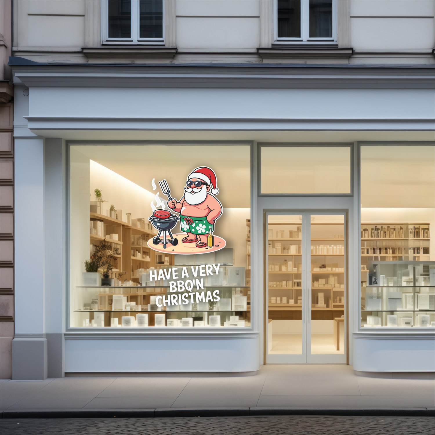 Santa with BBQ for wheelie bins, cars and windows