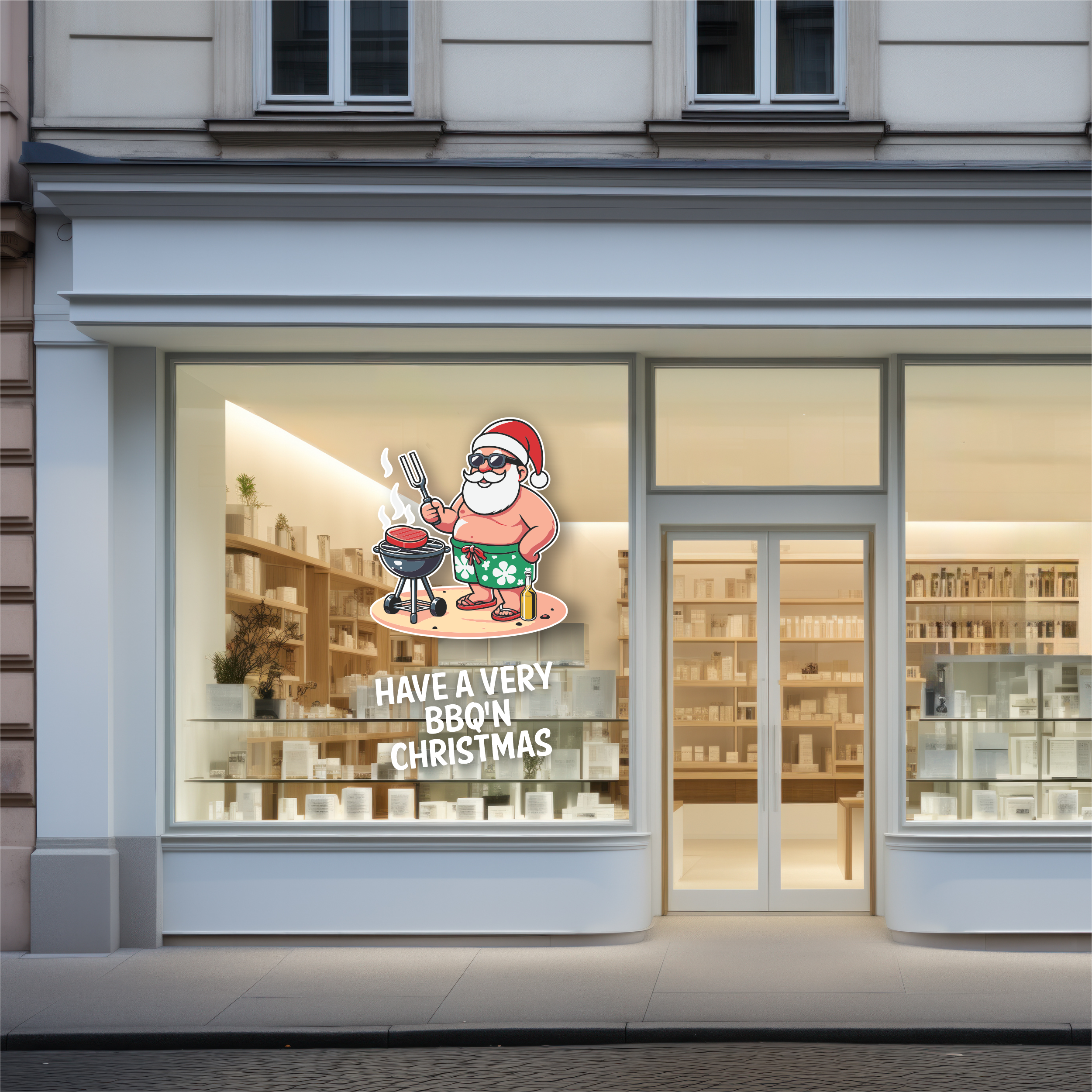 Santa with BBQ for wheelie bins, cars and windows