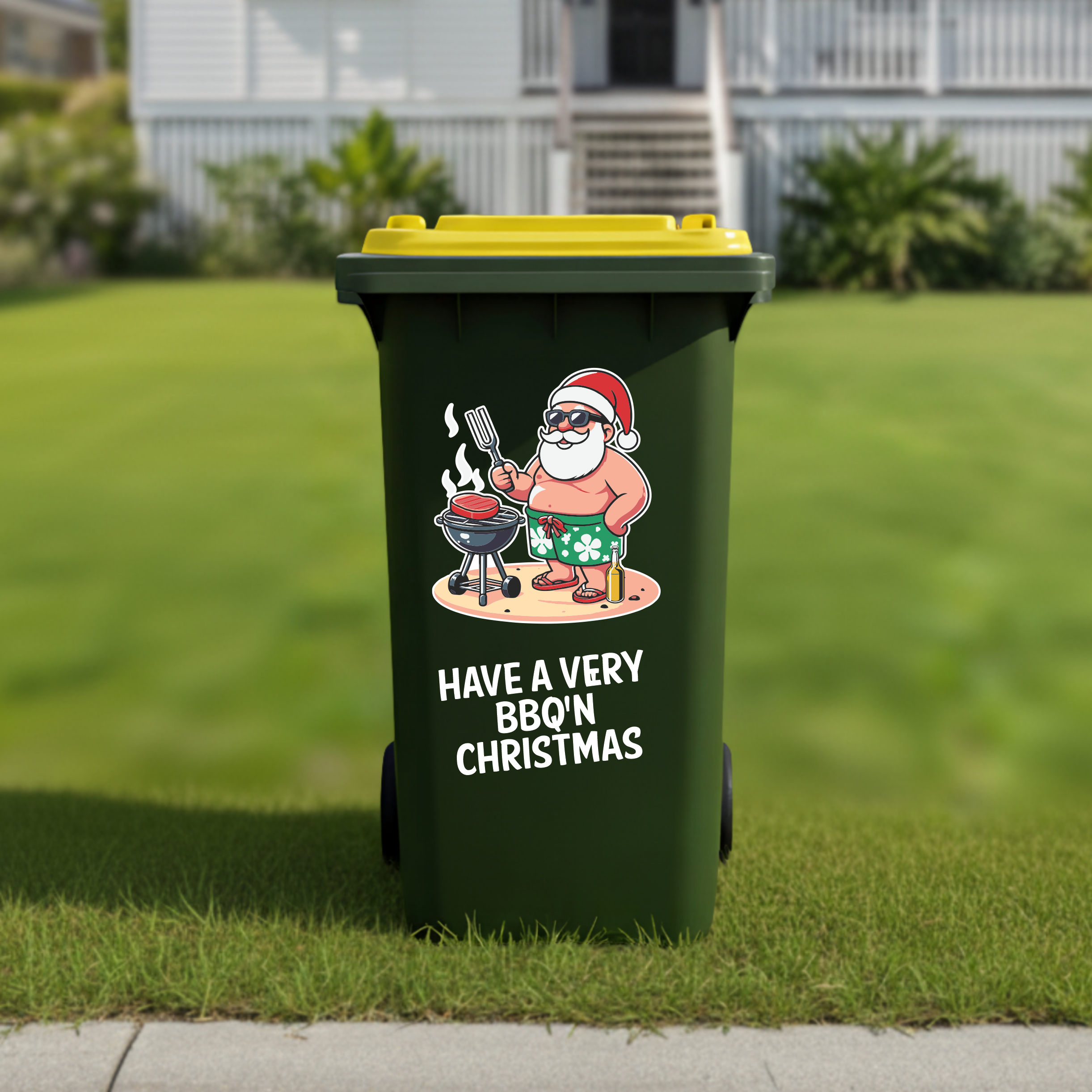 Santa with BBQ for wheelie bins, cars and windows