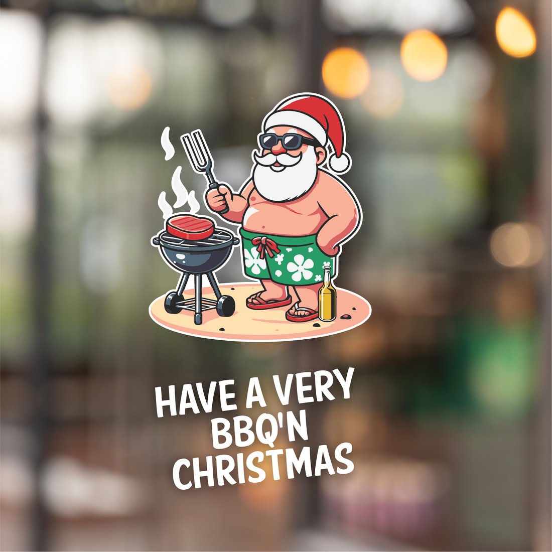 Santa with BBQ for wheelie bins, cars and windows