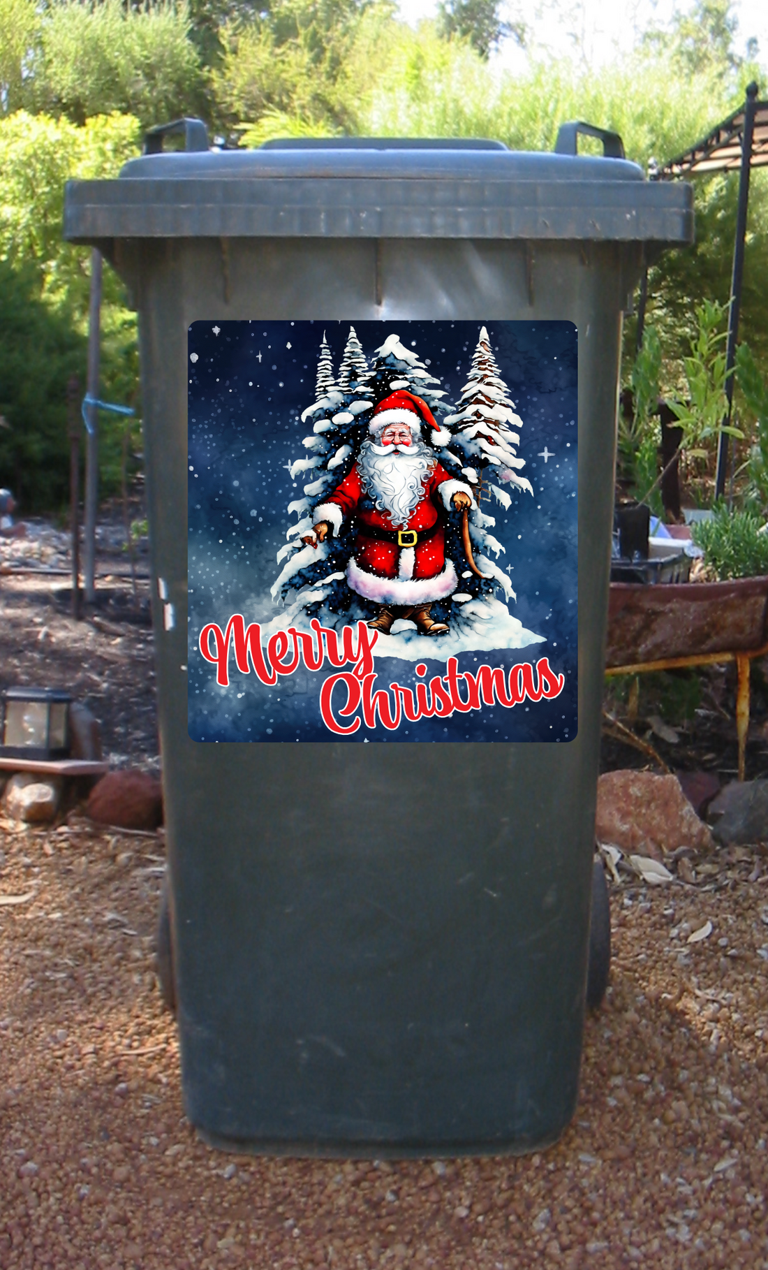 Santa with snowy tree