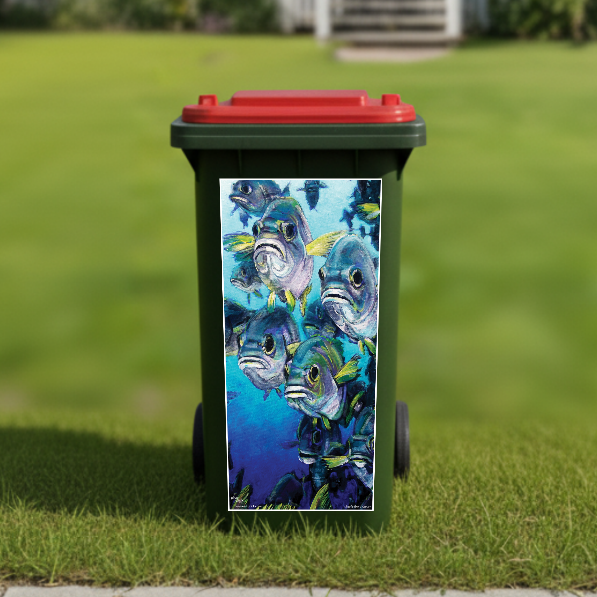 School of fish wheelie bin sticker