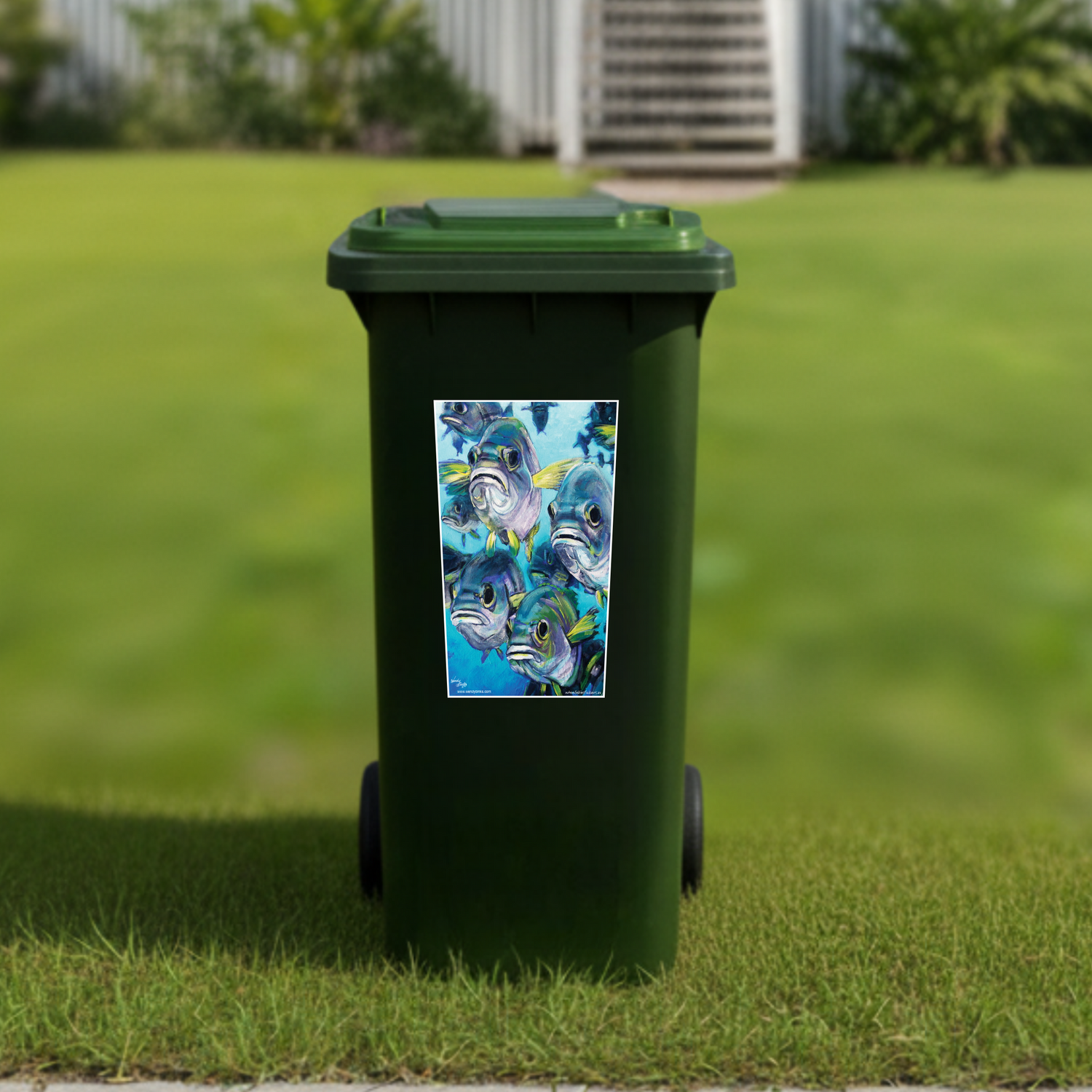 School of fish wheelie bin sticker